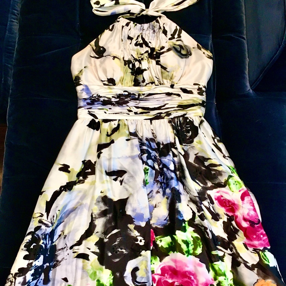 Adrianna Papell Silk Satin Cocktail Dress
